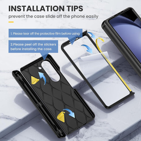 Ruky 5 5, for Galaxy Z Fold Case, with Magnetic Kickstand and Hinge Protection, Full Body Cases Built-in Screen