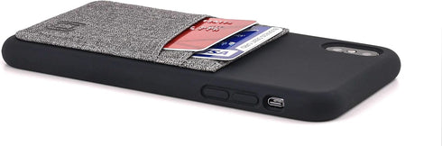 Dockem Silicone Wallet Case for iPhone Xs Max (6.5") – Protective Card Case with Built-in Metal Plate, Black w/Grey