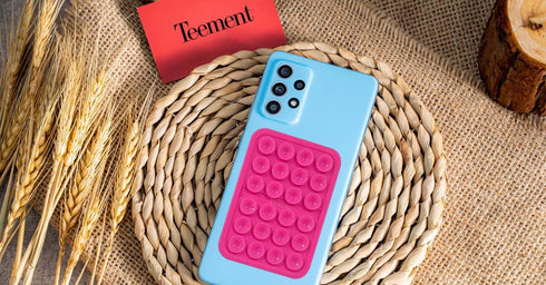 Suction Phone Case Mount, Hands-Free Fidget Toy Mirror Holder for iPhone and Android, Black Shower Phone Accessory