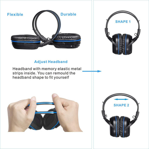 SIMOLIO IR Headphones for Car DVD System, Universal 2 Channel Wireless Infrared Car Headphone, Folding & Carry Pouch (2