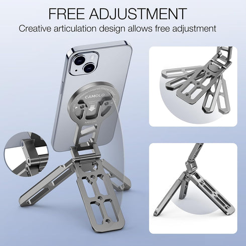 Magnetic Pocket Phone Tripod, Foldable Compatible with MagSafe iPhone 15/14/13/12 Plus Pro Max Series