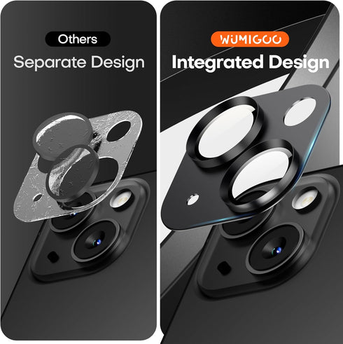 2 Pack Camera Lens Protector for iPhone 15/iPhone 15 Plus/iPhone 14/iPhone 14 Plus, Aluminum Alloy Tempered Glass Camera Cover Screen, Anti-drop, Case Friendly- Black Titanium
