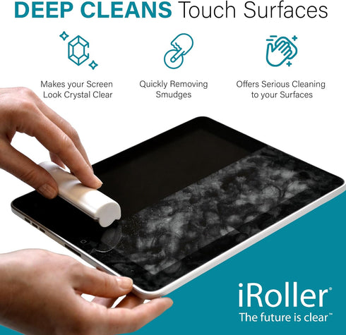 Screen Cleaner by iRoller - No Need for Spray or Wipes - Liquid Free iPad Screen Cleaner Roller Tool - Washable & Reusable - iPhone Screen Cleaner Ideal for Phone, Laptop, Computer Touchscreen - 3.5"