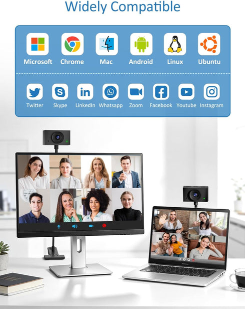 Majiphi 2K Webcam for PC, Streaming Camera, Web Camera for Desktop/Laptop Computer Webcam with Microphone, Plug