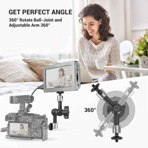 SmallRig 5.5 Inches Adjustable Friction Magic Arm, 1/4" Screw for LCD Monitor/LED Lights - 2065B