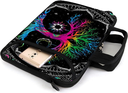 AMARY 13" 13.3" Laptop Sleeve Chromebook Case with Adjustable Shoulder Strap and Accessory Pocket (Colorful Tree)