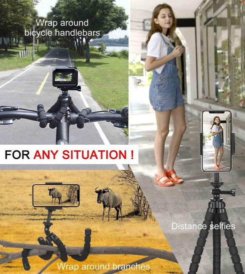Phone Tripod, Flexible Tripod with 4-Axis Angle Adjustment, Unique 360° Rotating Holder for iPhone, Android Phone, DSLR