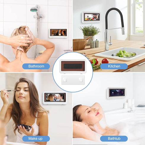 KUNSLUCK Waterproof Shower Phone Holder, Anti-Fog Touch Screen Wall Mount Case for 4.7"-6.8" Mobile Phones