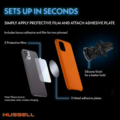 HUSSELL Magnetic Phone Car Mount, 360° Adjustable Air Vent Phone Holder - Compatible with Any Cell Phone