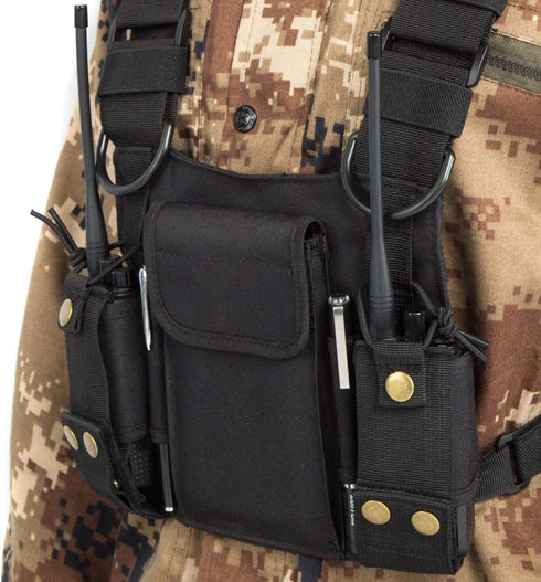 Radio Shoulder Holster Chest Harness Holder Vest Rig | Two Way Radio Chest Front Pack Pouch for Walkie Talkie
