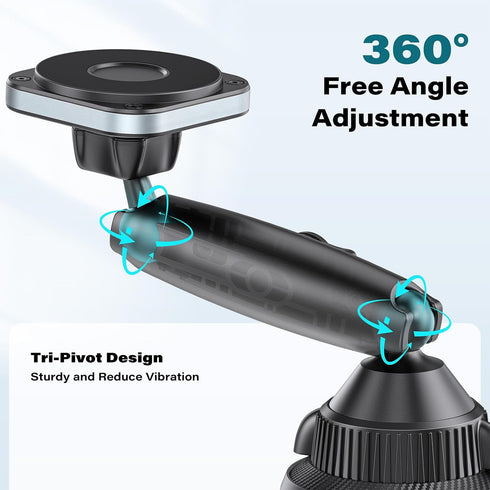 EXELIQ N55 17-12 Upgraded Magnetic Cupholder Phone Holder for Car - Ultra Strong Magnets, Flexible Tri-Pivot Cup Phone