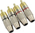 4Pcs RCA Plugs, Gold Plated Solderless Male Plug Screws, Audio Video in-Line Jack Cable Connector, 2 Black and 2 Red