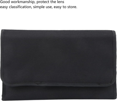 VBESTLIFE Camera Lens Filter Bag 10 Pockets Foldable Nylon Material Holds 37-82mm Circular & Filters