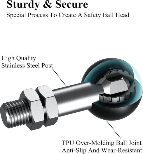 BRCOVAN 2 Pack, 1'' Ball Adapter with M10 x 1.25 x 15 Threaded Post for RAM Mounts B Size 1 Inch Ball