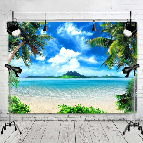 Art Studio Beach Photography Backdrops, Ocean Photo Booth Wedding Party Decoration Background Studio Props Vinyl 7x5ft