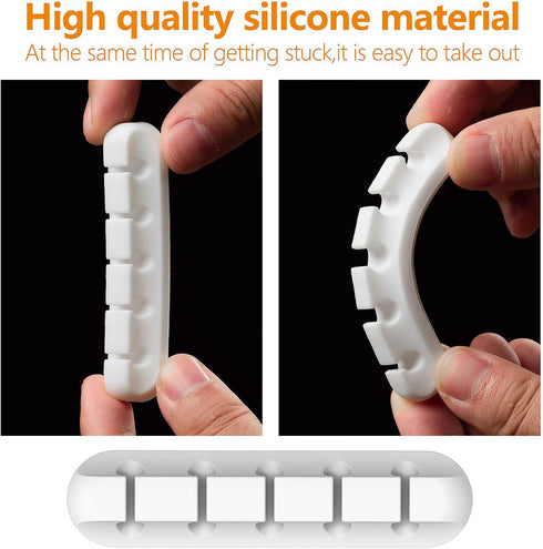 Cord Organizer Cable Management for Desk, 5 Packs White Clips and Self-Adhesive Holder