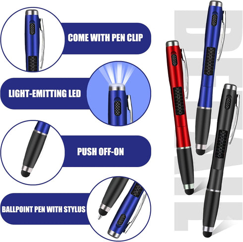 5 Pcs Stylus Pens with Light Tip, 3-in-1 Multi-Function Capacitive Pen with LED Flashlight for Writing in Dark