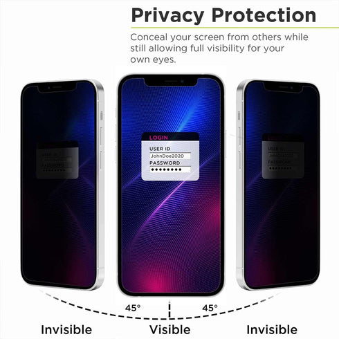 PureGear 2-Way Privacy Tempered Glass Screen Protector for iPhone 13 Mini (2021) 5.4", Self Alignment Installation