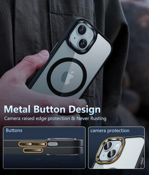 FNTCASE iPhone 15 Plus Case: Slim Magnetic Clear, Military Grade, Shockproof, Anti-Yellowing, with Lens & Screen