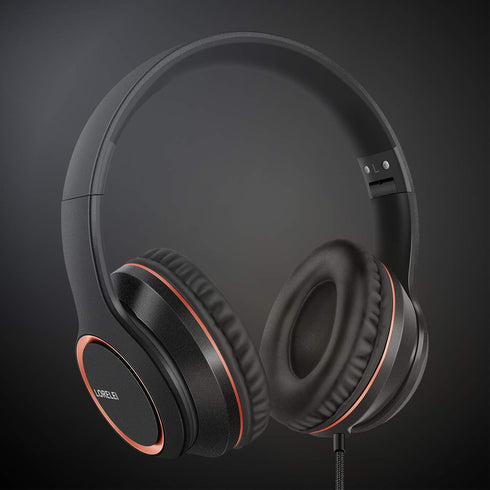 LORELEI X8 Over-Ear Wired Headphones with Microphone, 1.45m Tangle-Free Nylon Line, Lightweight & Portable