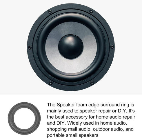 Speaker Foam Edge Surround Rings Rubber Perforated Subwoofer Rings Replacement Parts - 4 Inch/Black / 4 Pack