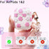 Pink Floral Clear Cover for AirPods 2 Case 1st Generation 2021, Cute Flower Pendant, Cleaning Pen Strap Accessories Set