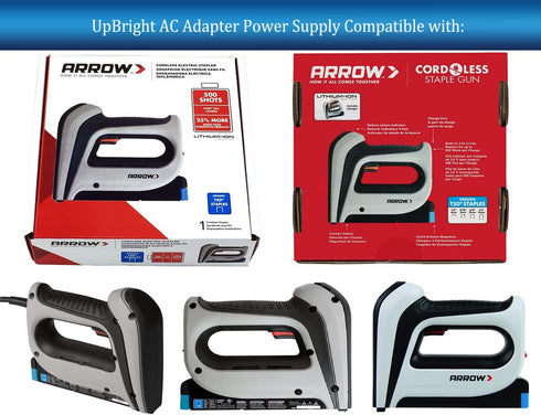 UpBright 5V AC/DC Adapter Compatible with Arrow Fastener T50DCD T50 DCD T-50 3.6V 1Ah 1000mAh Li-Ion Battery Cordless Staple Gun Electric Stapler T50DCDC 5VDC 1A Power Supply Cord Charger PSU w/Barrel