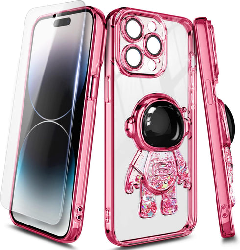 NGB Supremacy Liquid Floating Glitter Case for iPhone 11 Pro Max, 6.5 inch, Astronaut Rose Gold with Tempered Glass