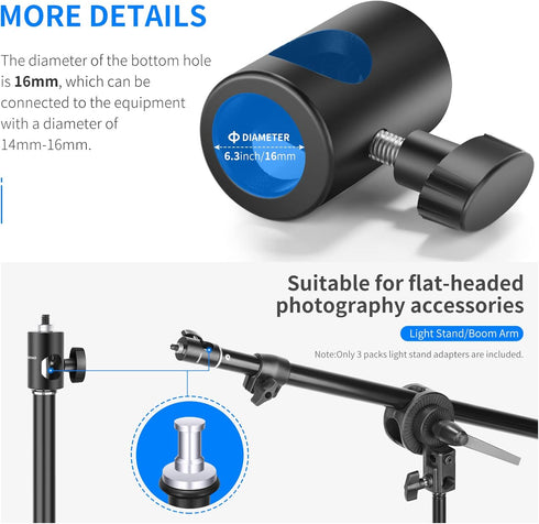 Neewer Rapid Adapter with 1/4" Screw 2-Pack, Multi-Functional Light Stand Tip Adapter for Studio Monitor Stand, Camera