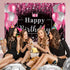 Pink and Black Happy Birthday Backdrop, Glitter Balloon Decorations for Women and Girls Party