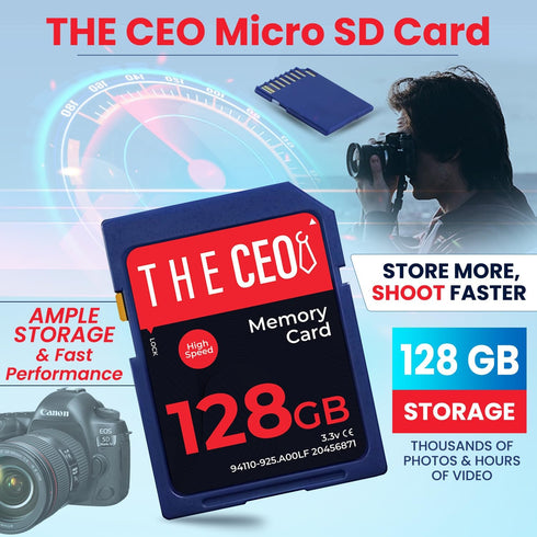 THE CEO 90MB/s 10 128GB Memory Card Ultra SDHC UHS-I High-Speed & Reliable Camera Card - Class for Fast Read/Write
