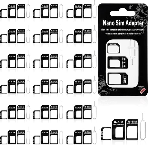 Generic 20-Pack SIM Card Adapter Kit - Includes Nano/Micro/Standard SIM Converters & Eject
