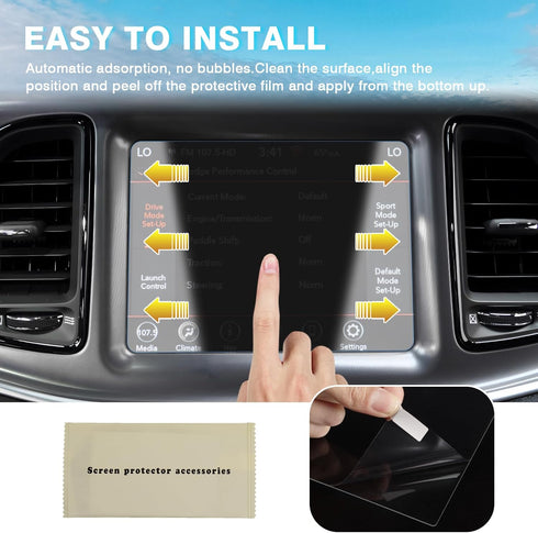 Karltys 2 Pack Tempered Glass Screen Protector for Dodge Challenger SRT 392 Hellcat Uconnect 2015-2023