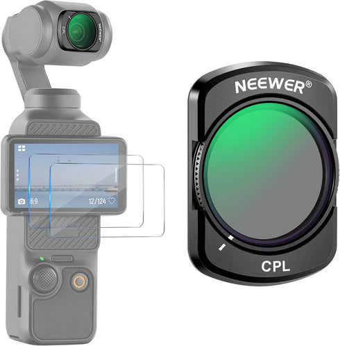 NEEWER Magnetic CPL Filter for DJI Osmo Pocket 3 - Multi Coated Circular Polarizer Kit with 2 Screen Protectors