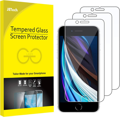 JETech Tempered Glass Screen Protector for iPhone SE 3/2 (2022/2020 Edition), 4.7-Inch, 3-Pack
