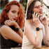 OUHENG Slim Bands for Apple Watch, 42mm 41mm 40mm 38mm, Women Genuine Leather Replacement Thin Strap (Brown/Silver)