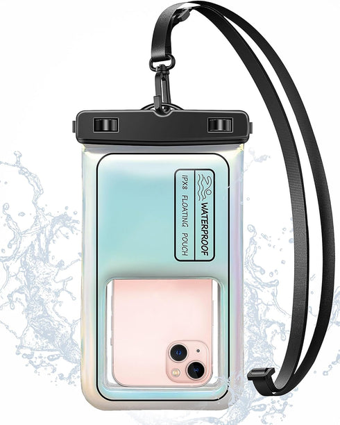 Floating Waterproof Phone Pouch - IPX8 Case for iPhone 15 14 13 Pro Max Galaxy S24 S23, with Adjustable Lanyard