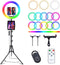 13" Selfie Ring Light with 63" Tripod Stand & 3 Phone Holders, LED Camera Ringlight with RGB Colors for Makeup/Videos