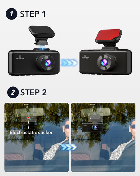 REDTIGER F17 Adhesive Mount Dash Cam with GPS Module