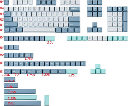 PBT Shoko Custom Keycaps, 168 Key Cherry Profile Doubleshot Key Cap Set for 60%/64/84/108 Cherry/Gateron MX Switches
