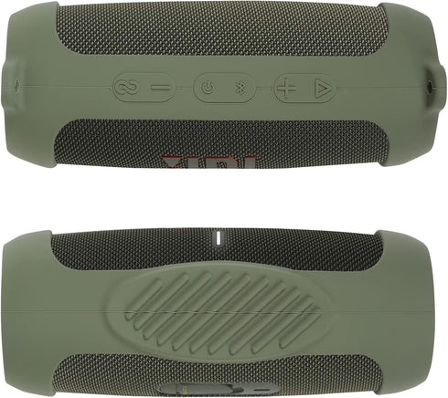 Waterproof Silicone Cover Case for JBL Charge 5 Bluetooth Speaker, Portable Travel Case with Carabiner (Green)