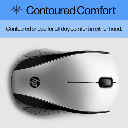 HP X3000 G3 15-Month 1600 XP,8, 11 (683N9AA#ABL) Wireless Mouse Silver, up to Battery,Scroll Wheel, Side Grips