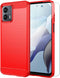 Moto G 5G 2023 Phone Case with HD Screen Protector, Fashion Shock-Absorption Flexible TPU Bumper, Red