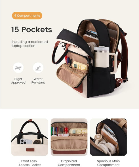 Backpack Backpack Backpack, 15.6Inch LOVEVOOK Laptop for Women - Stylish Work with Large Cup Holder, Waterproof College