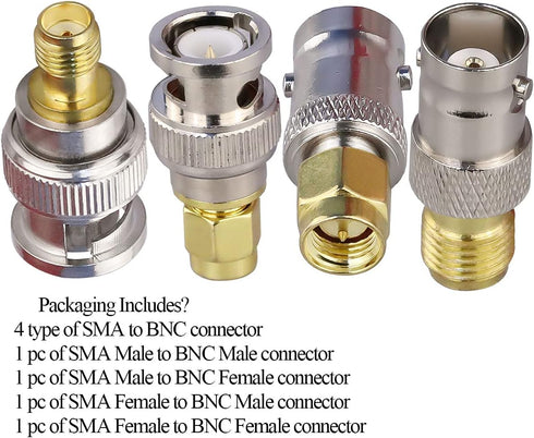 4PCS SMA to BNC Antenna Coax Adapter Connector, SMA Male Female to BNC Male Female Coaxial Adapters for SDR
