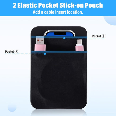 Gsbnjuy 2-Pocket Portable Hard Drive Sleeve Stick on Pouch with Reusable Adhesive SSD Hard Drives Carrying Case