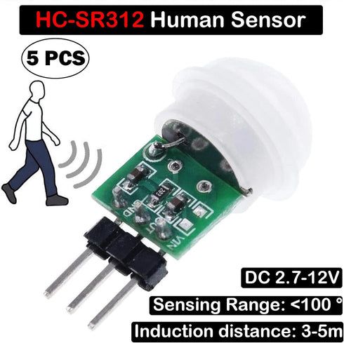 5PCS HC-SR312 AM312 Mini Pyroelectric Infrared PIR Human Sensor Module Modules Body Motion Automatic Detector DC 2.7 to 12V for Arduino Raspberry Pi by Geekstory