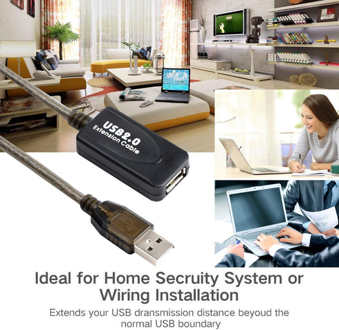 LDKCOK 2.0 30ft, 480 (30FT-10M) USB Type A Male to A Female Active Repeater Extension Cable High Speed Mbps