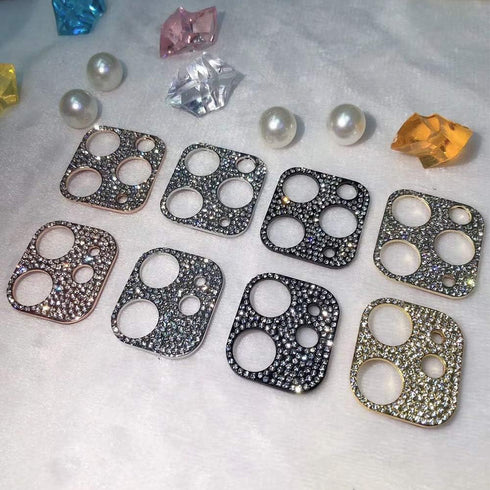 2 Pack Gold Camera Lens Cover Compatible with iPhone 12 Pro Max, 3D Glitter Bling Diamond Sticker Protector