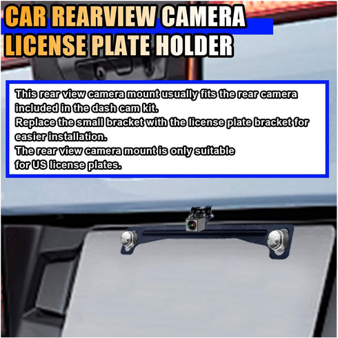 KITUREK Reverse Rear Camera License Plate Bracket, Installation Holder for Backup View Camera, Universal Dash Cam